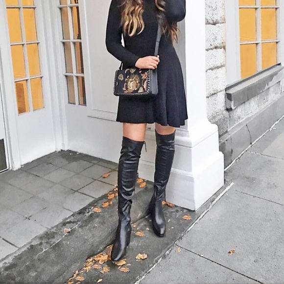 tie back over the knee boots black
